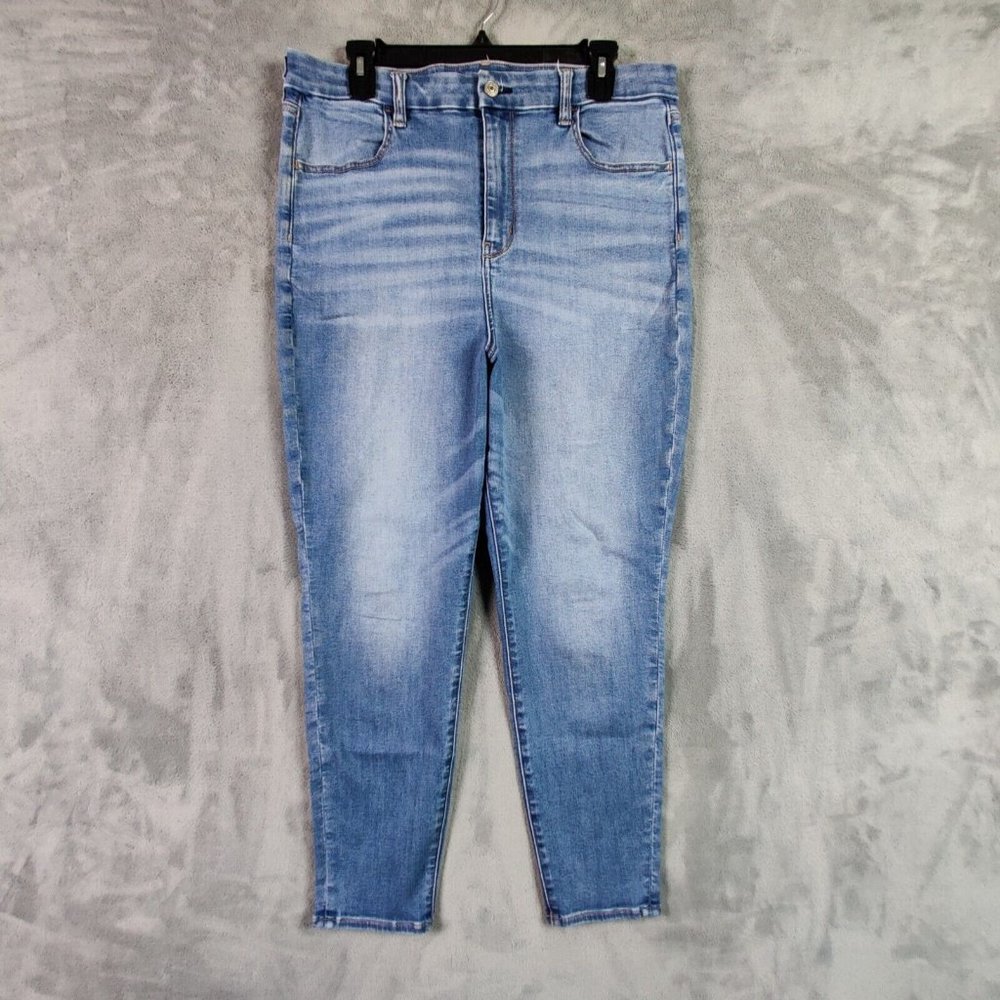 American Eagle Jeans Women 16 Blue Curvy Highest rise Jegging Skinny Denim Pants